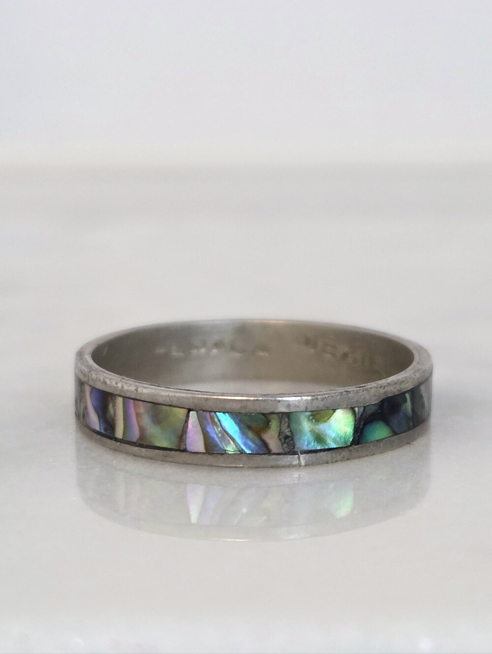 Mexican Alpaca Silver Abalone Ring